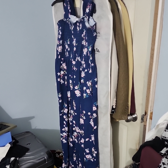 Floral Navy Blue Jump Suit - Picture 4 of 9